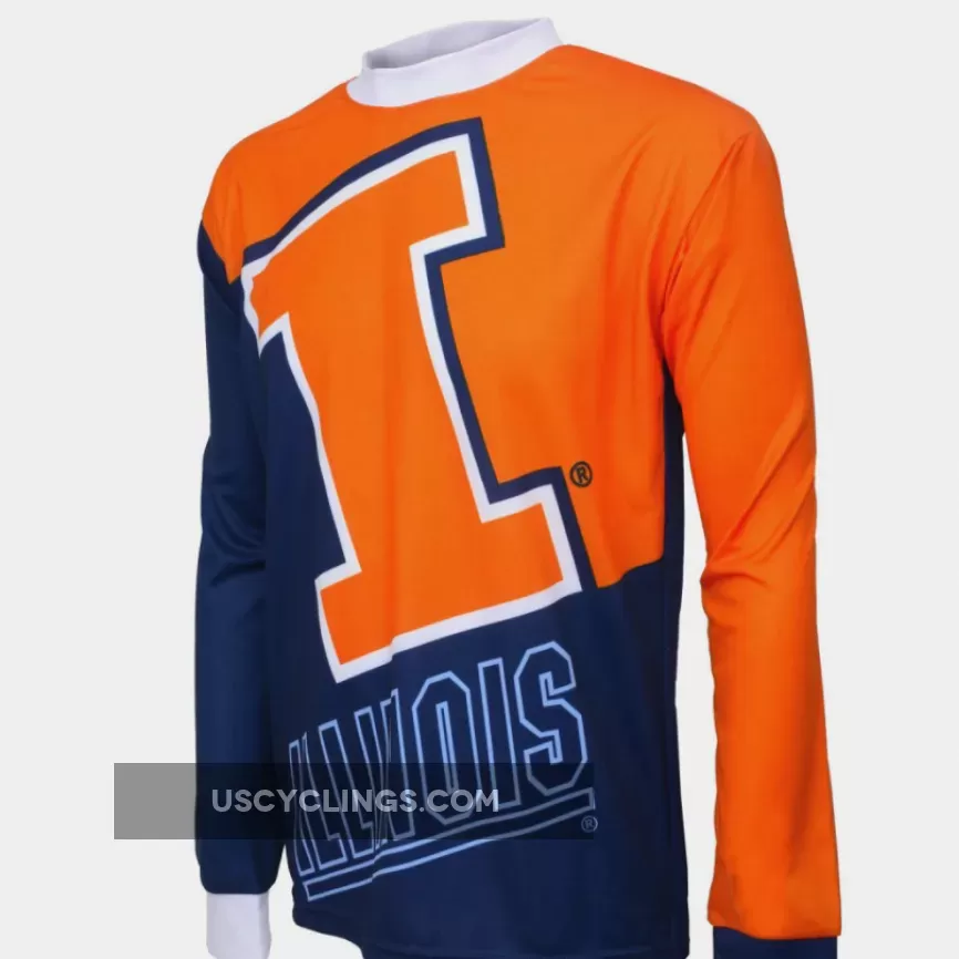 NCAA UIUC U of I, Illinois Fighting Illini Mountain Long Sleeve Bike MTB Cycling Jerseys