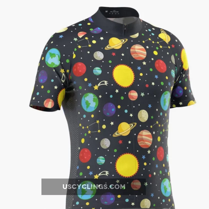 Men's Solar System Planets Short Sleeve Cycling Jersey / solar system sleeve