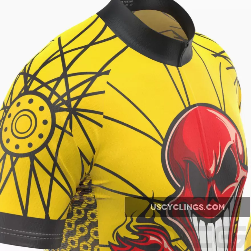 Men's Flaming Red Skull Short Sleeve Cycling Kit Online