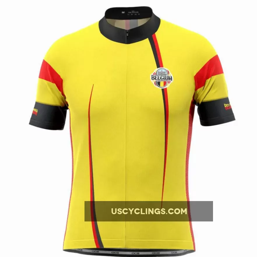 Men's Belgium Flag National Short Sleeve Cycling Jersey