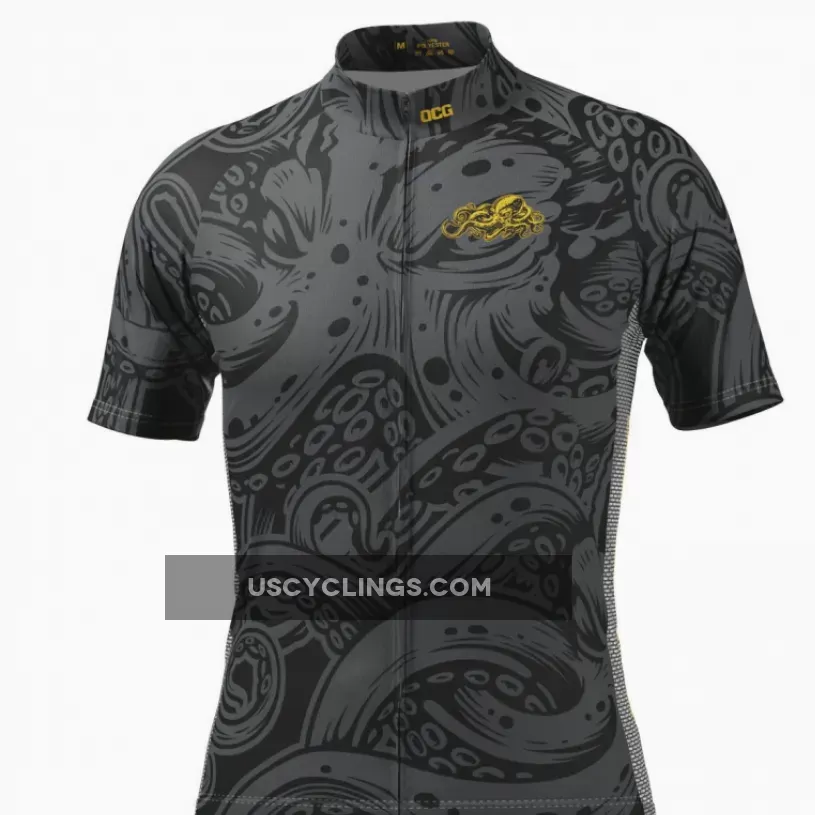 Men's The Black Octopus Short Sleeve Cycling Jersey - black octupus
