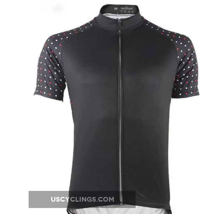 Men's Polka Dot Sleeve Black Cycling Jersey / men polka dot black