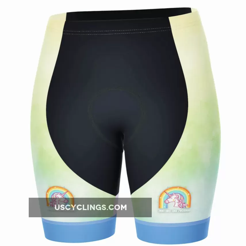 Women's Rainbows and Unicorns Gel Padded Cycling Shorts #womens rainbows