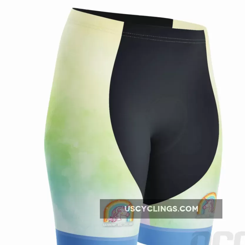 Women's Rainbows and Unicorns Gel Padded Cycling Shorts #womens rainbows