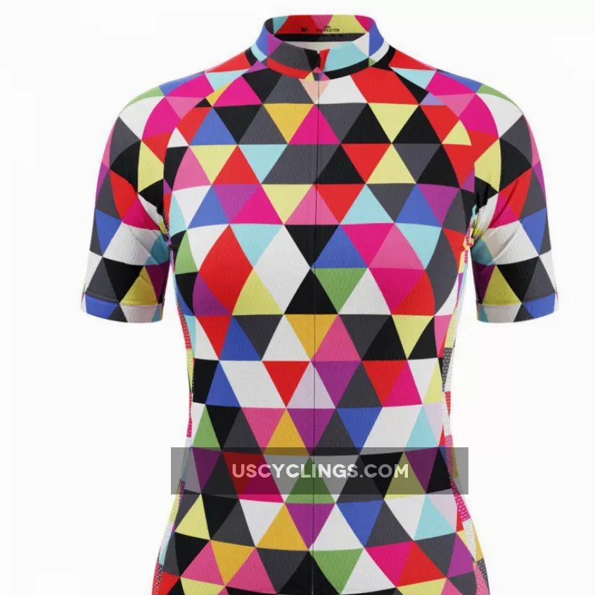 Online Women's High Viz Color Triangles Short Sleeve Cycling Jersey