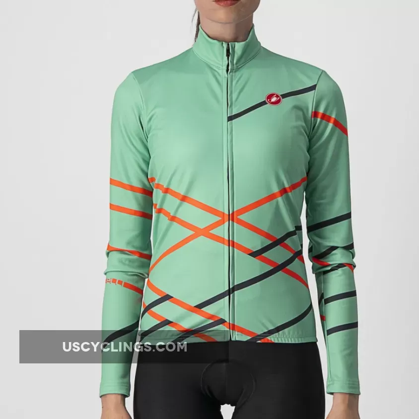 Castelli Diagonal Woman Long Sleeves Jersey - Green Water 4520560-966 Online