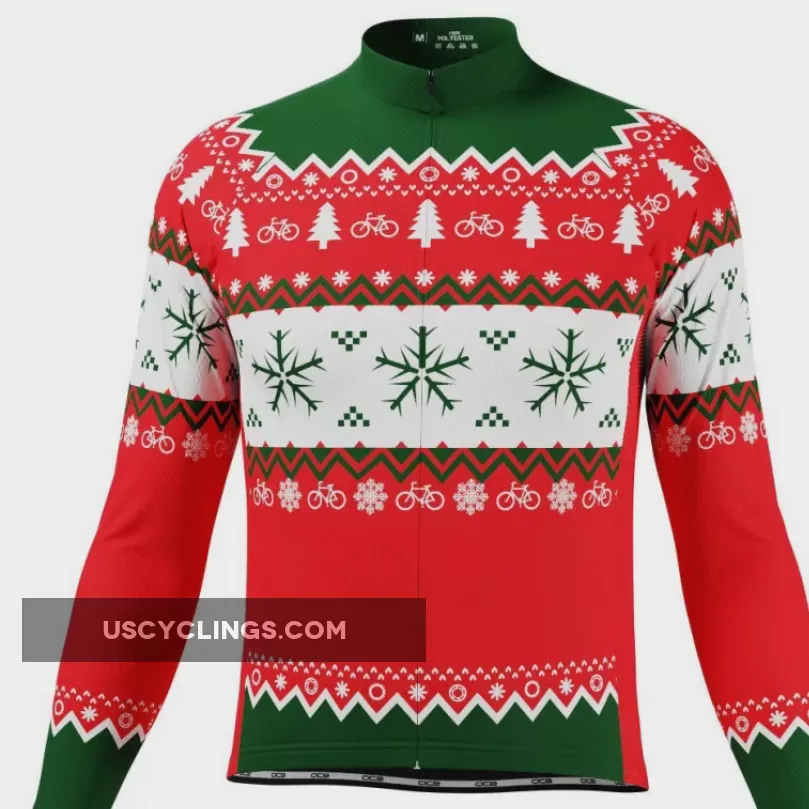 Men's Ugly Christmas Sweater Long Sleeve Cycling Jersey
