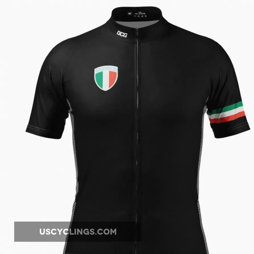 Men's Classic Italia Black Short Sleeve Cycling Jersey