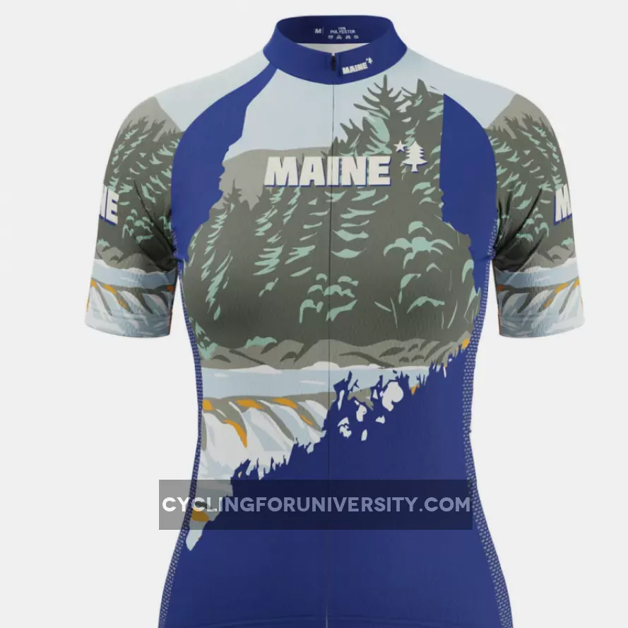Women's Maine State Flag Short Sleeve Cycling Jersey