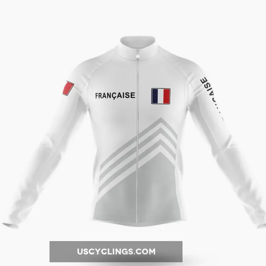 Française S5 White - Men's Cycling Kit / Long Sleeve Jersey