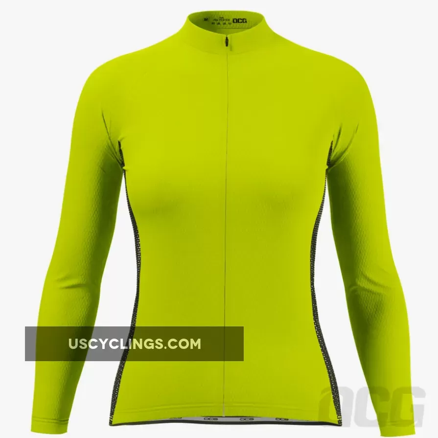 Women's High Viz Plain Colour Long Sleeve Cycling Jersey