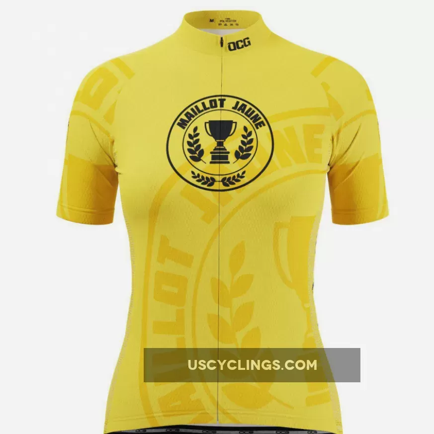 Women's Yellow Leaders Maillot Jaune Short Sleeve Cycling Jersey For Sale