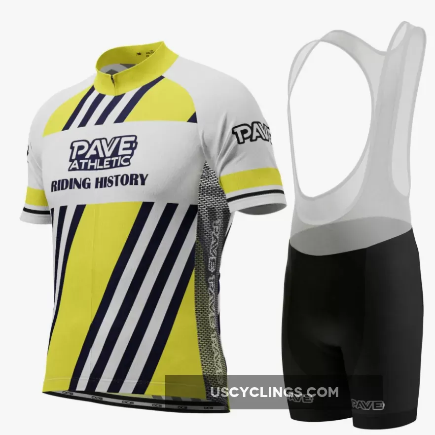 PAVE Athletic Retro Auto Yellow Short Sleeve Cycling Kit For Sale