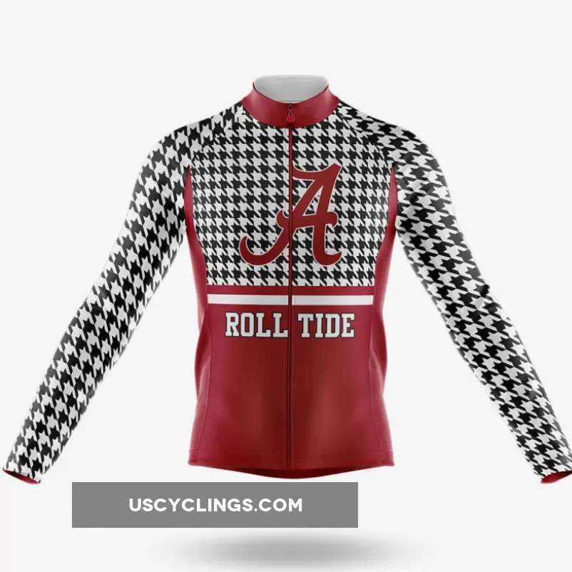 Crimson Tide Houndstooth Pattern Long Sleeve Cycling Jersey