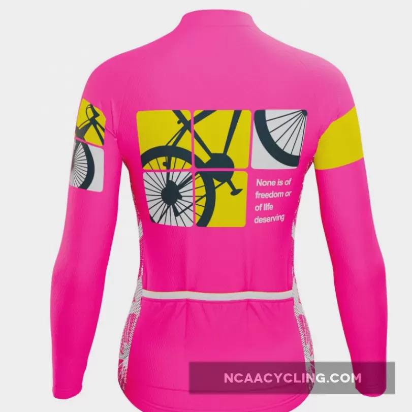 Women's Born to Ride Long Sleeve Pink Cycling Jersey