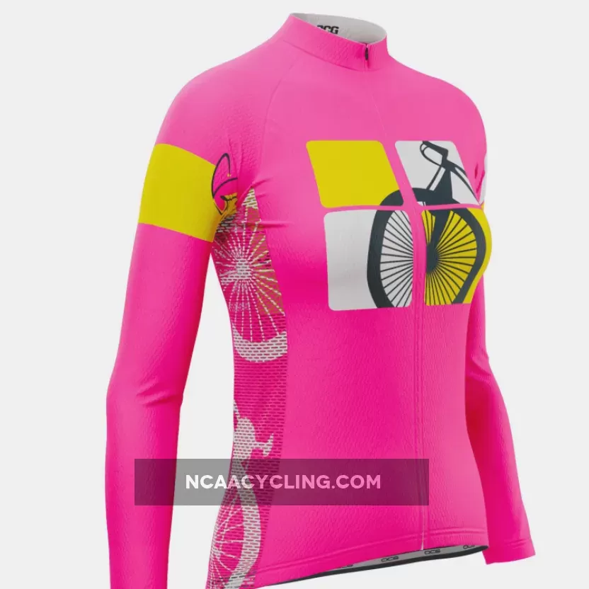 Women's Born to Ride Long Sleeve Pink Cycling Jersey