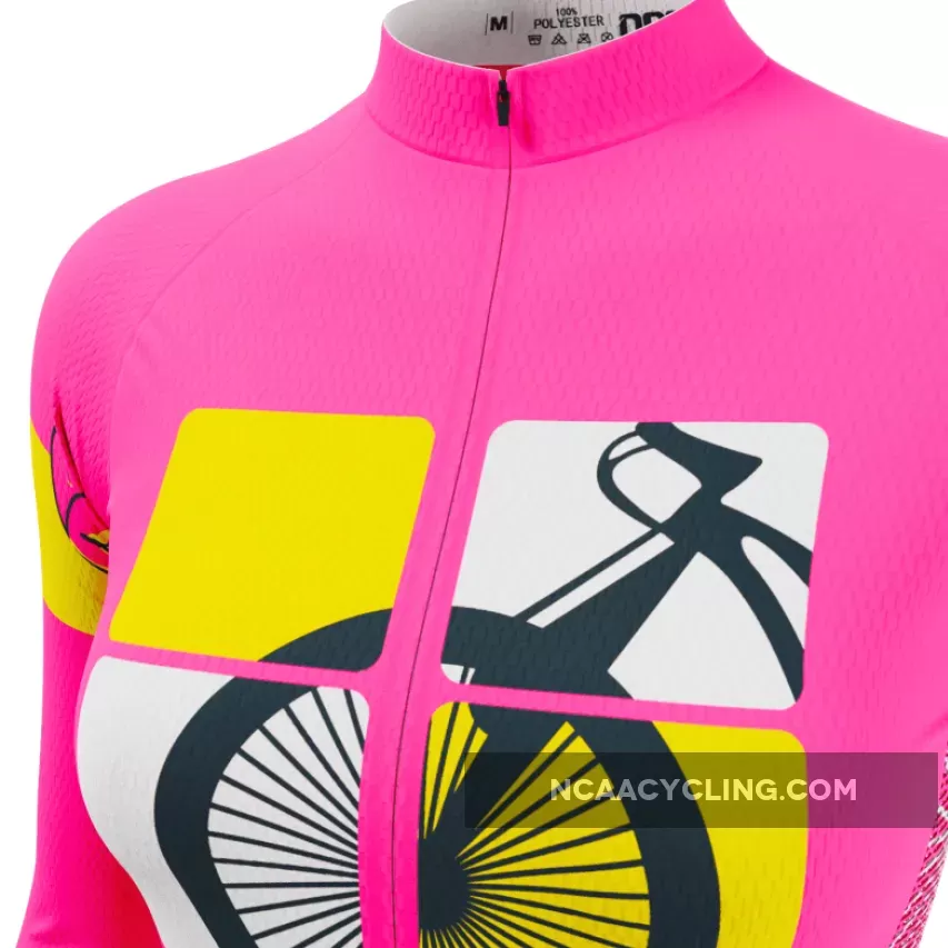 Women's Born to Ride Long Sleeve Pink Cycling Jersey
