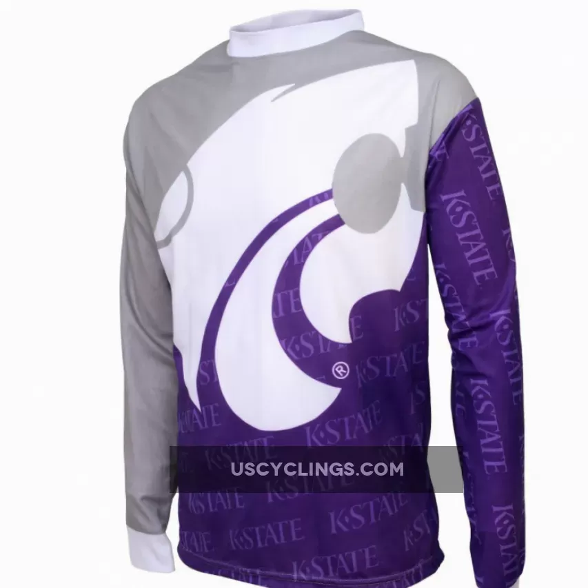 NCAA KSU K-State Kansas State Wildcats Mountain Long Sleeve MTB Bike Cycling Jerseys