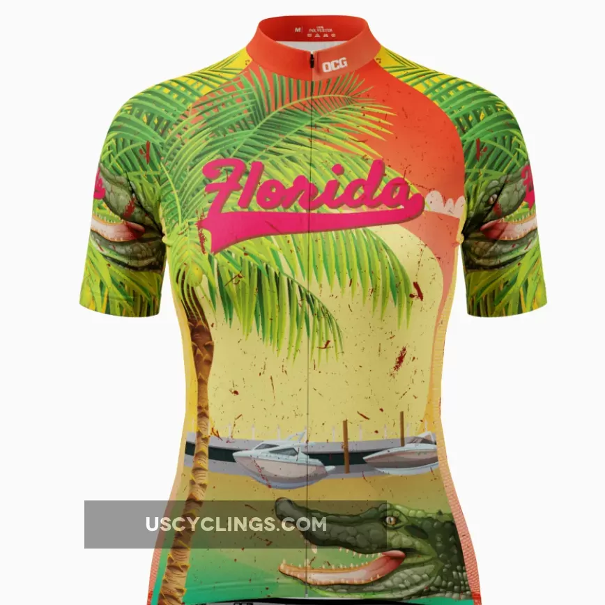 Women's Florida US State Short Sleeve Cycling Jersey / Biking Shirts Women's