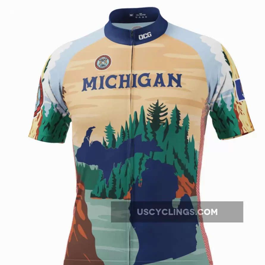 Online Men's Michigan Home Is Where The Hand Is Short Sleeve Cycling Jersey